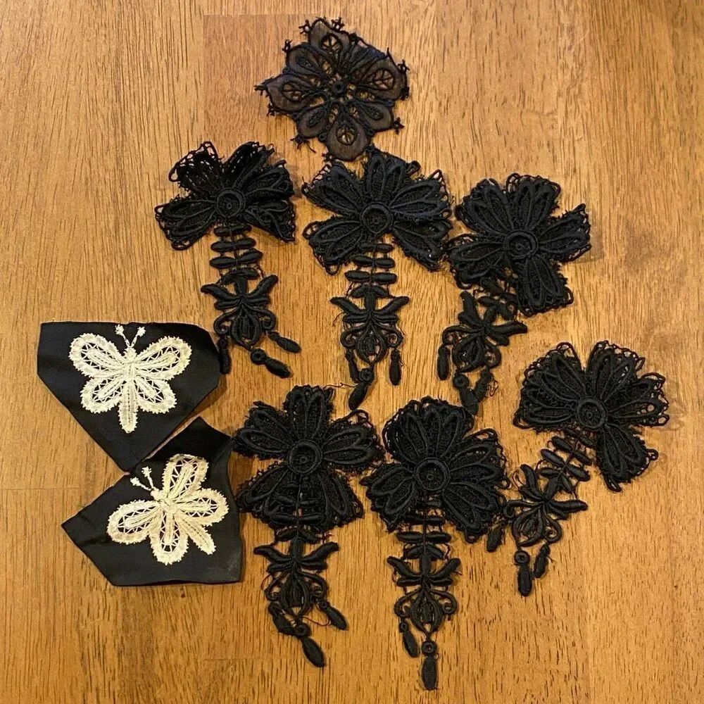 Vintage Black Lace Appliqués Butterfly